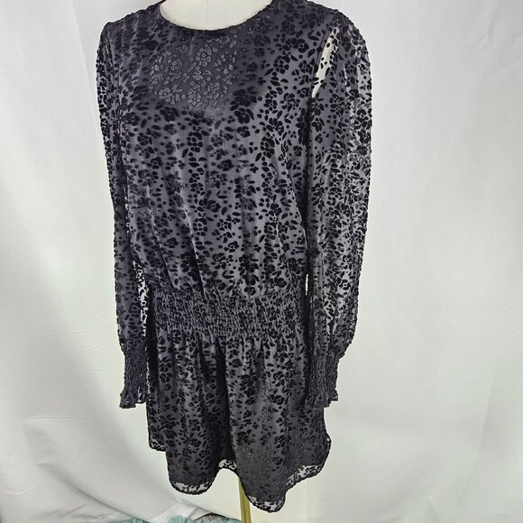 Parker Carmindy Burnout Velvet Mini Dress Medium Black Whimsigoth Gothic Boho - Picture 5 of 15